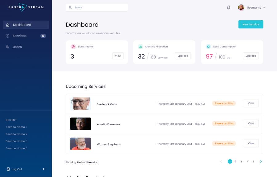 FuneralStream Dashboard